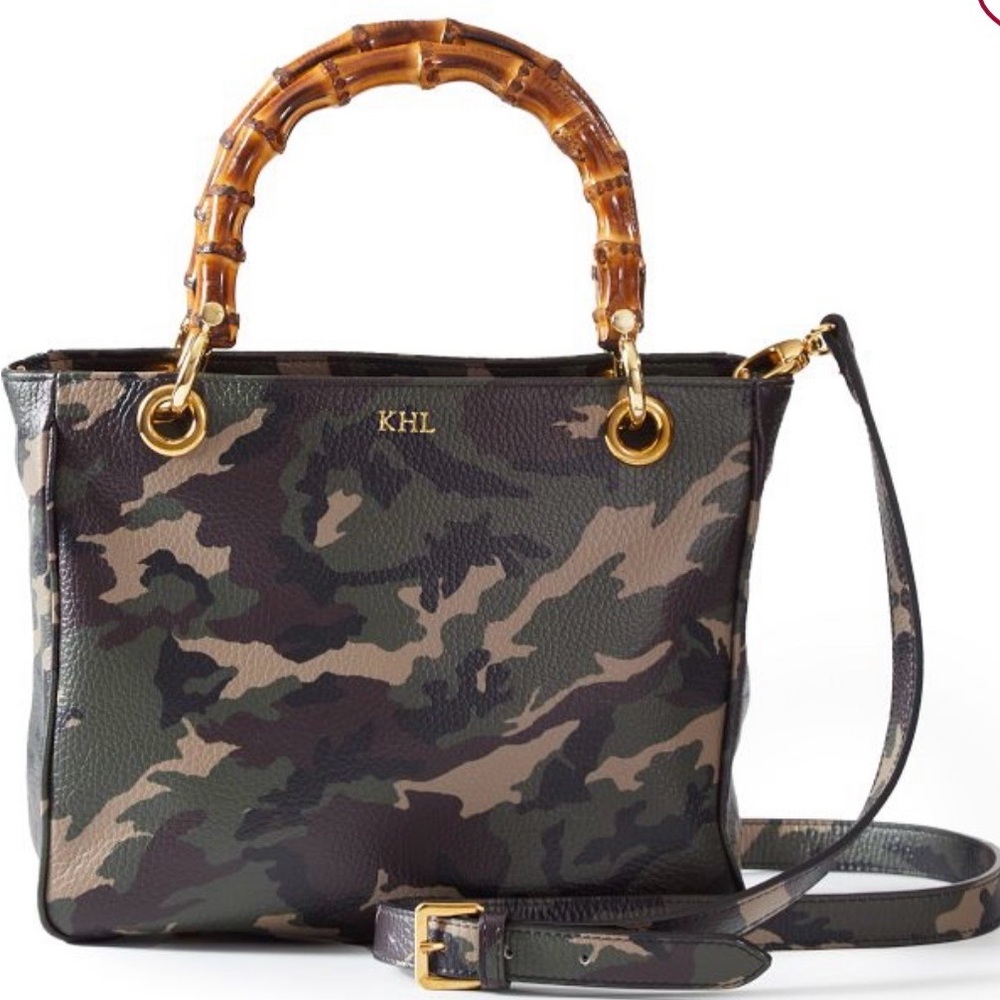 Mark & Graham Camo Bamboo-Handle Top-Handle Tote - Green Camouflage